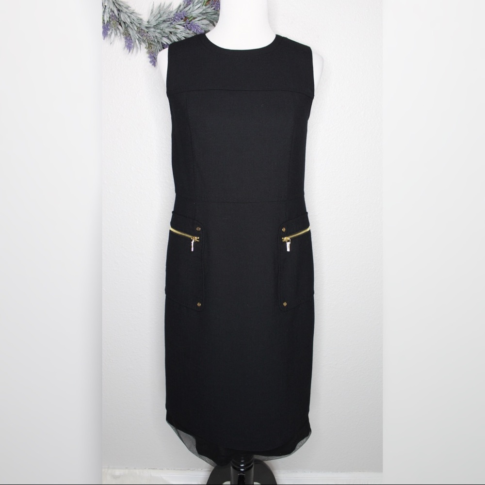 Tory Burch Wool Gold Zipper Sleeveless Dress
